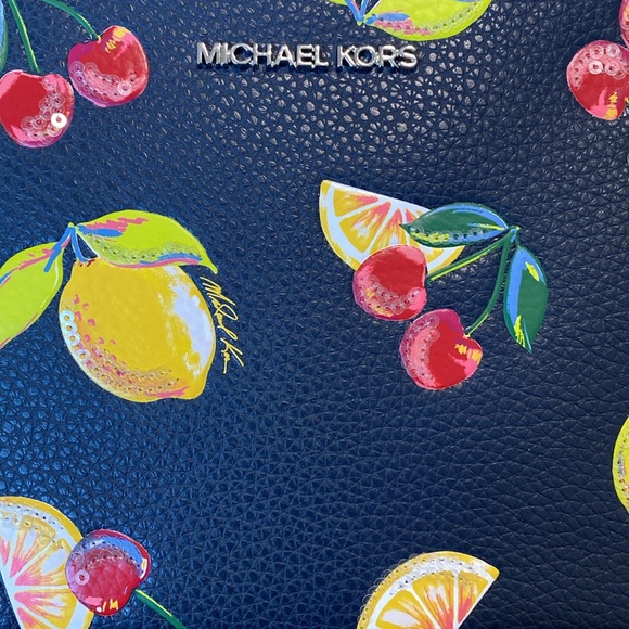 Michael Kors Jet Set Travel Large Sequined Fruit Print Wristlet - Picture 7 of 7